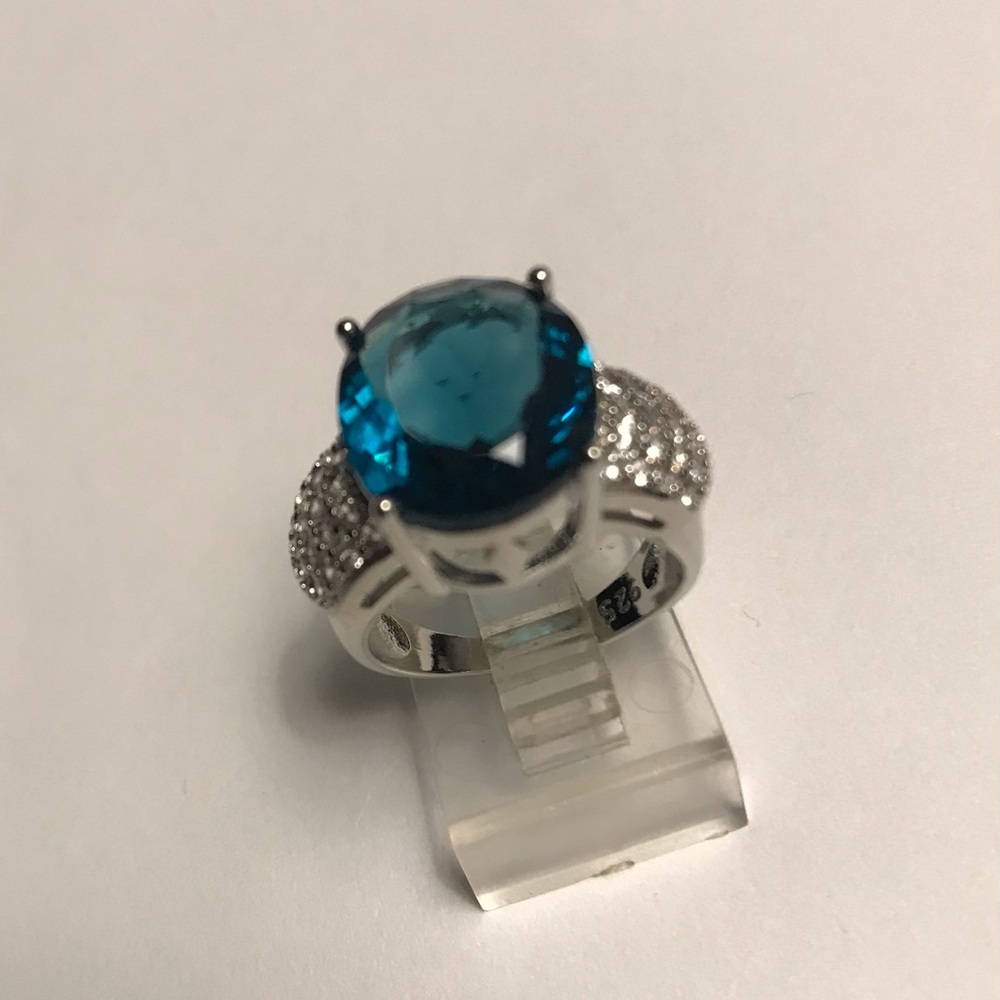 London Blue Topaz Stamped 925 Sterling Silver Ring